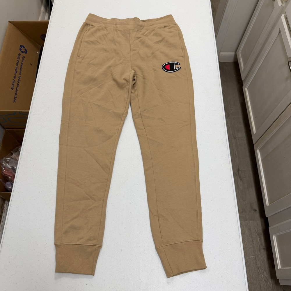 Champion Mens Joggers Tan Khaki Fleece Lined Tapered Sweatpants Medium 5573